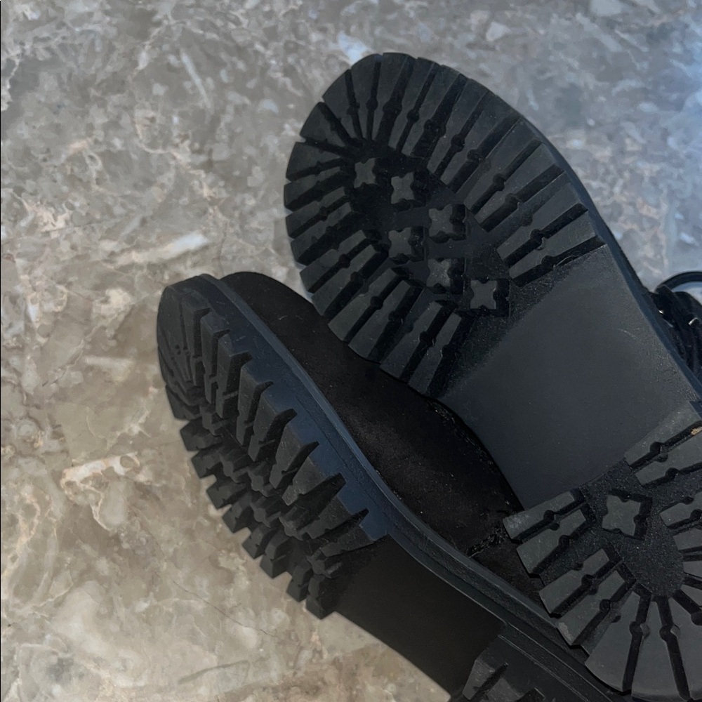 Cliffs goth Black Ankle Boots with Knit Trim - Picture 7 of 7
